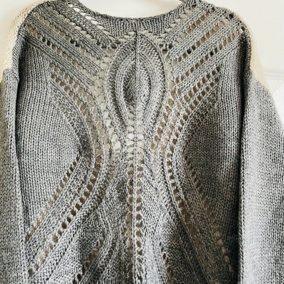 Others Follow Womens Wool Blend Deep V Chunk Knit Colorblock Cardigan Size M - Picture 3 of 8